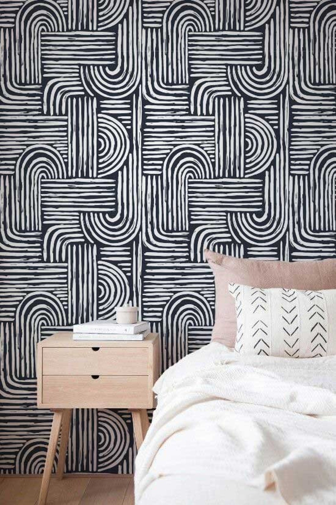 Dark Navy Removable Wallpaper Self Adhesive Abstract Etsy