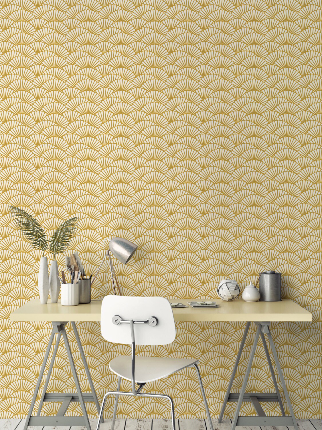 Solid Gold Wallpaper/ Scallop Removable Wallpaper/ Etsy Australia