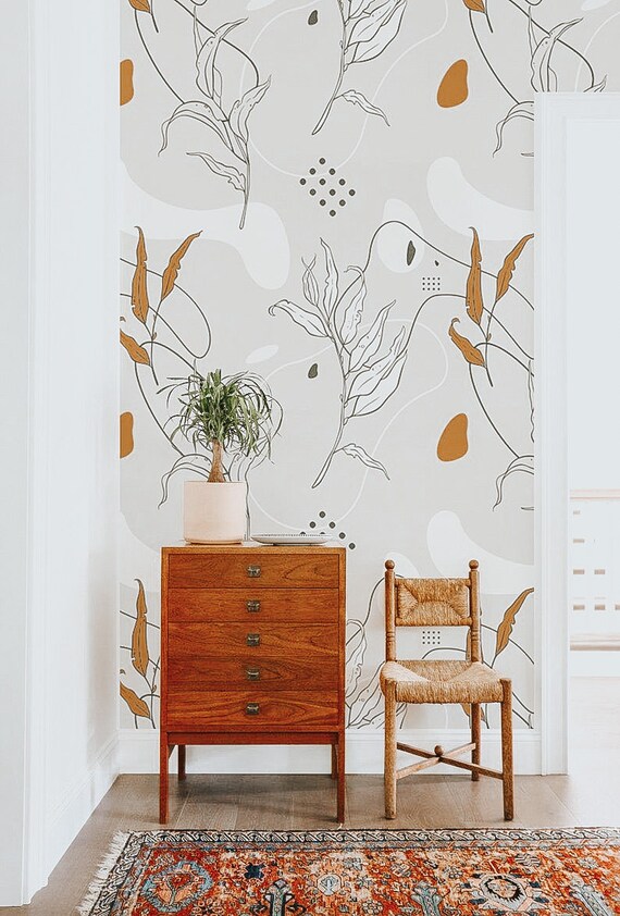 Abstract Herb Peel and Stick Wallpaper Botanical Wallpaper - Etsy Abstract Herb Peel and Stick Wallpaper Botanical Wallpaper - Etsy