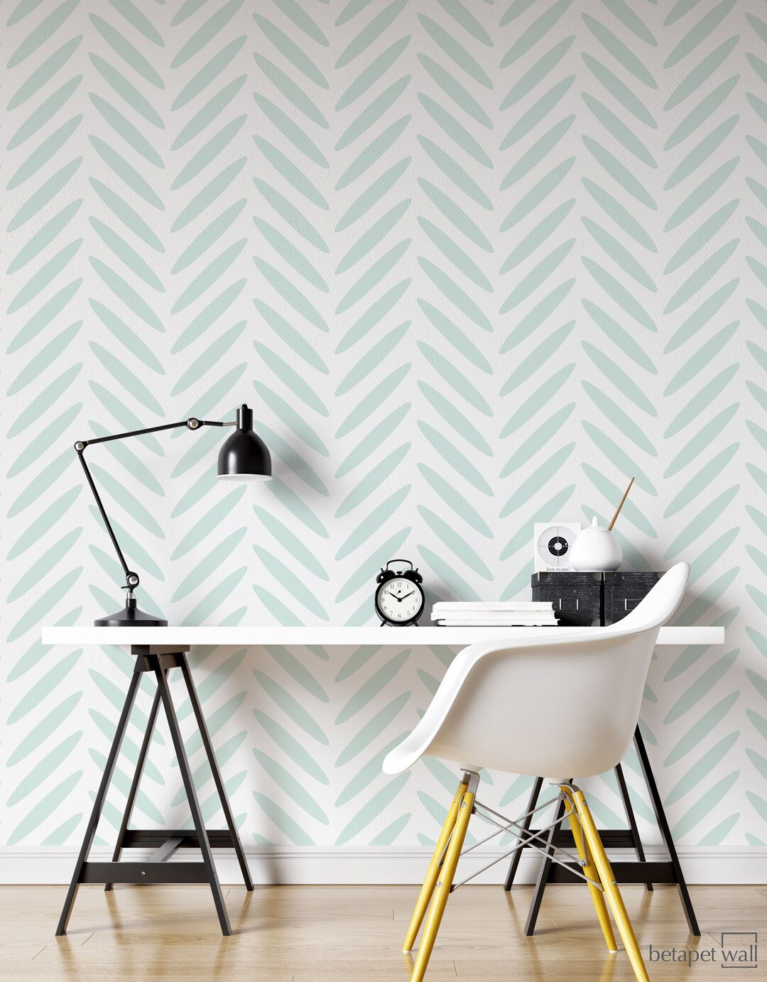 Blue Herringbone Removable Wallpaper Peel and Stick Wallpaper Etsy
