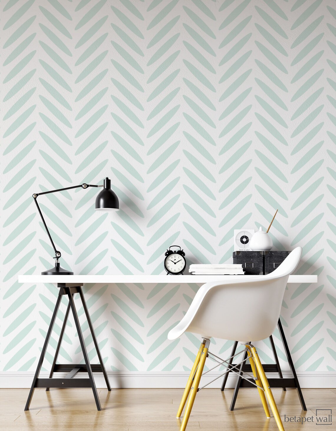 Blue Herringbone Removable Wallpaper Peel and Stick Wallpaper Etsy