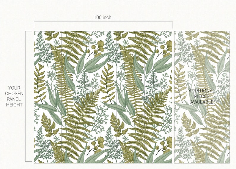 Botanical Greenery Peel and Stick Wallpaper Fern Wallpaper - Etsy
