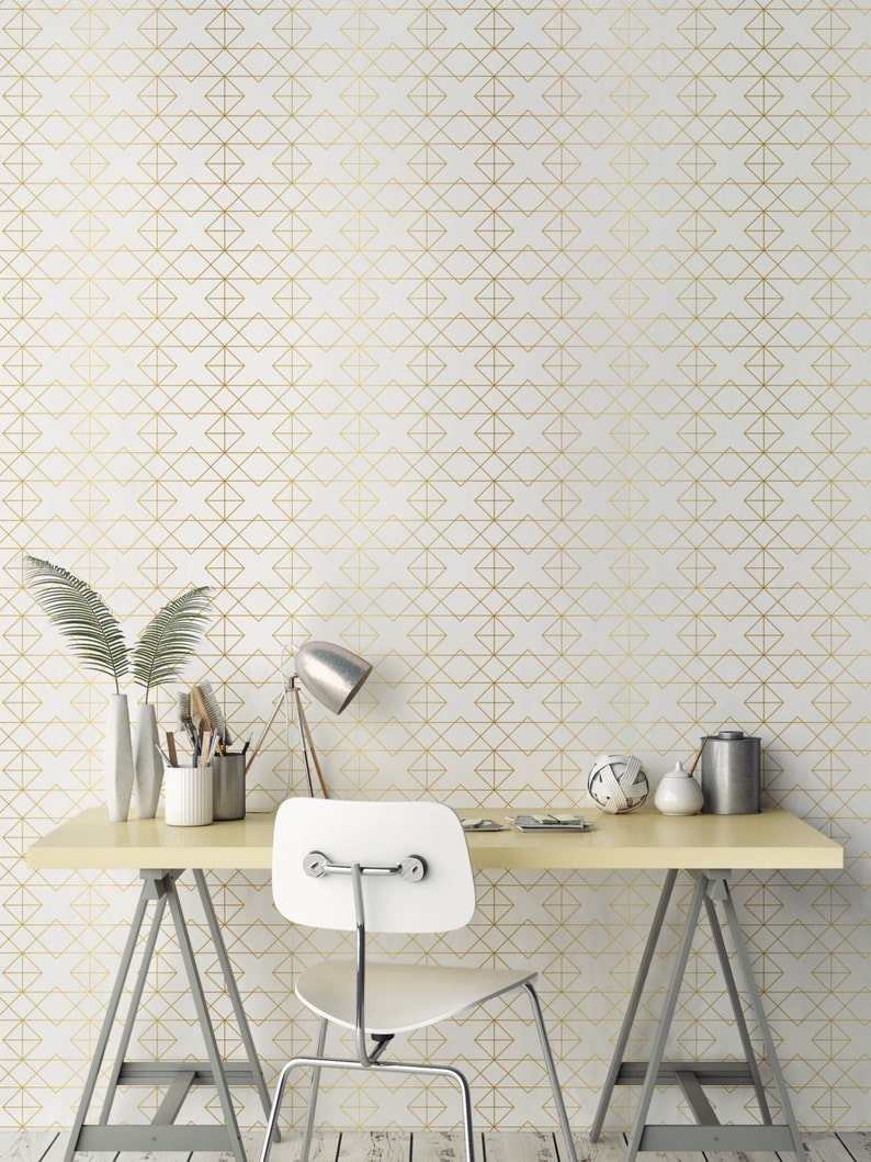Geometric Solid Gold Wallpaper/ Removable Wallpaper/ Etsy Australia