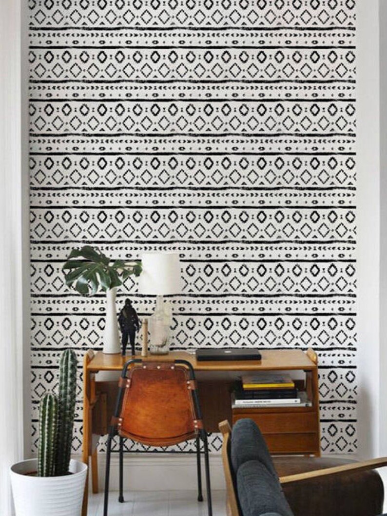 Monochrome Wallpaper/ Black and White Removable Wallpaper/ Etsy