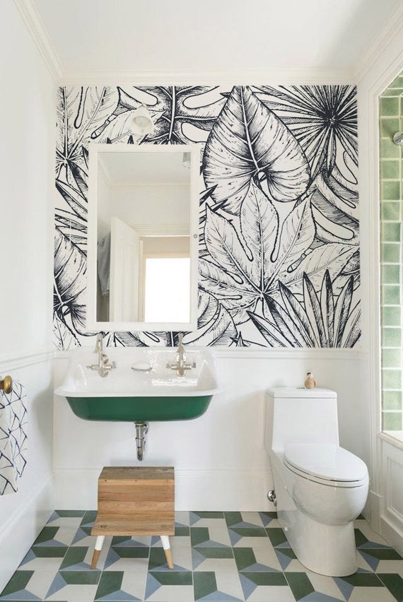 My Home // Palm Leaf Guest Bathroom