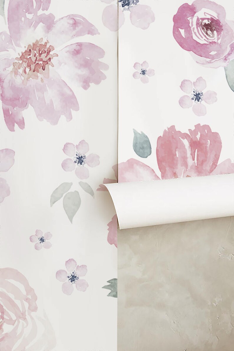 Floral Wallpaper Flower Wallpaper Wall Mural Floral Home Etsy