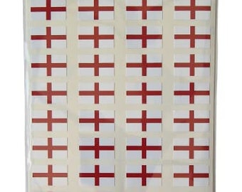 St George Cross Flag Stickers - Pack of 80 - Size 20 x 12mm - Gloss Vinyl Material - Waterproof & Weather Resistant