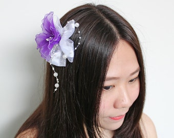 VALENTINE DAY! Purple Flower Hair Accessories - Brooch, Fascinator, Nylon, Hair Clip