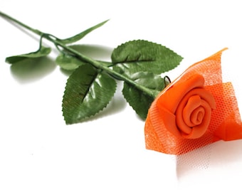 Valentine's Day! Orange Foam Rose Flowers - Handmade Flower, Artificial