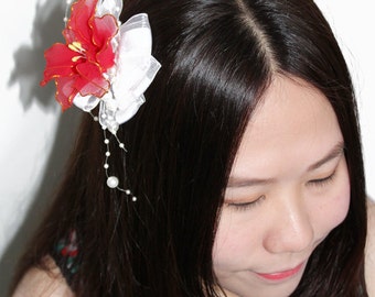 VALENTINE DAY! Red Flower Hair Accessories - Brooch, Fascinator, Nylon, Hair Clip