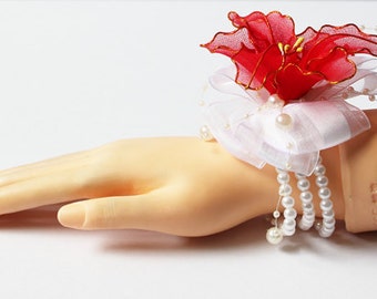 Valentine's Day! Flower WRIST CORSAGE Wedding - Fabric Flower Corsage - Bridal Corsage - Weddings Flower