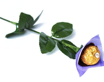 VALENTINE DAY! Purple Chocolate Rose Flowers - Ferrero Rocher, Edible