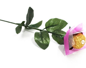 Valentine's Day! Pink Chocolate Rose Flowers - Ferrero Rocher, Edible