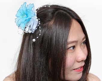 VALENTINE DAY! Blue Flower Hair Accessories - Brooch, Fascinator, Nylon, Hair Clip