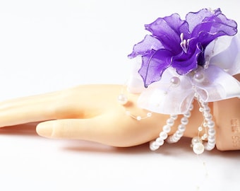 Valentine's Day! WEDDING WRIST CORSAGE - Fabric Flower Corsage, Bridal Corsage