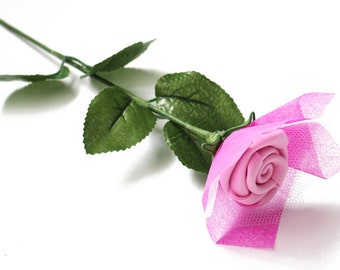 VALENTINE DAY! Pink Foam Rose Flowers - Handmade Flower, Artificial