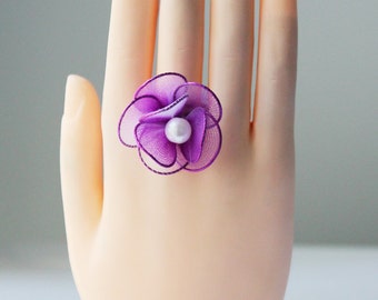 VALENTINE DAY! Purple Unique Rings - Sakura, Adjustable, Flower, Jewelry