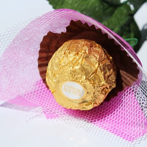 Valentine's Day Pink Chocolate Rose Flowers Ferrero Rocher, Edible image 2