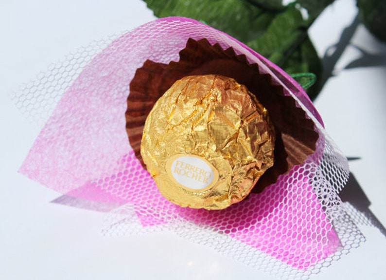 Valentine's Day Pink Chocolate Rose Flowers Ferrero Rocher, Edible image 2