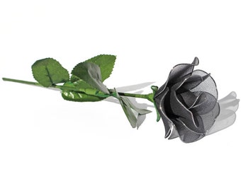 VALENTINE DAY! Black Nylon Fabric Rose Flowers - Handmade Flower, Artificial