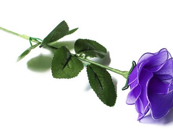 VALENTINE DAY! Purple Nylon Fabric Rose Flowers - Handmade Flower, Artificial