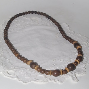 Brown beige Wooden Beaded Necklace Polish Folk wood necklace Handmade Natural Wooden beads Etno necklace Ethnic necklace folk jewelry eco