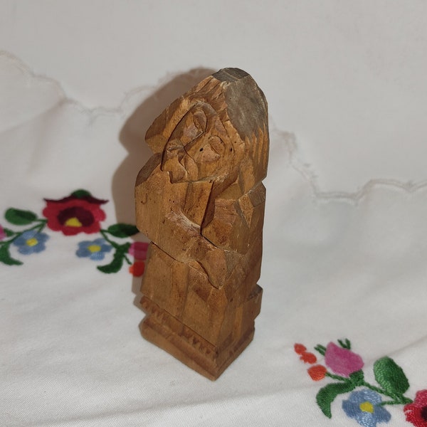 Polish wood sculpture Jesus figure carved Small Wooden Christ statue Catholic Sculpture Jesus Wood Figurine Religious Sculpture Folk Poland