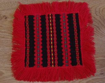 Rare Red, Black Peruvian Table Runner Table linen Woven Serape Table Folk Candel mat Ethnic etno Tapestry Peruvian Wool Textiles Peru