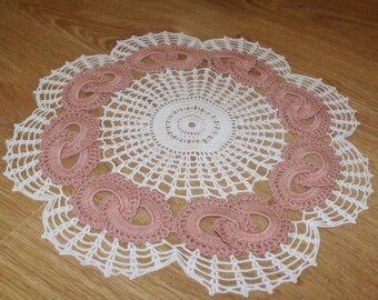 Polish Cotton Crocheted Doily Hand made Beige Brown Doily Lacework lace napkin Crochet Doily Shabby Chic Made in Poland Polish folk art 80's