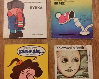 4 Soviet Childrens Books Read me mom series Kid Book Polish stories  Soviet propaganda Poland boy girl slipper ballon Polish fairy tale
