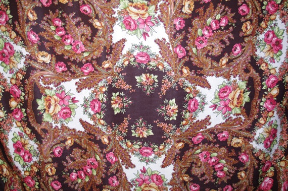Huge brown floral shawl with fringes Polish shawl… - image 3