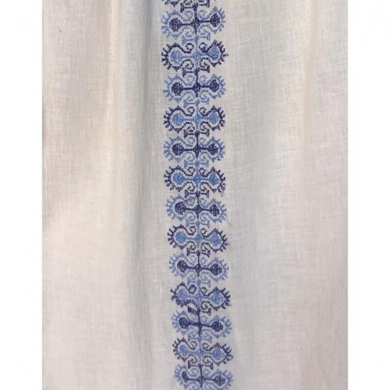 Vyshyvanka Bohemian embroidered cotton blouse shirt tunic Ukrainian women/'s blouse Ukrainian Ethnic Traditional blue embroidery small S