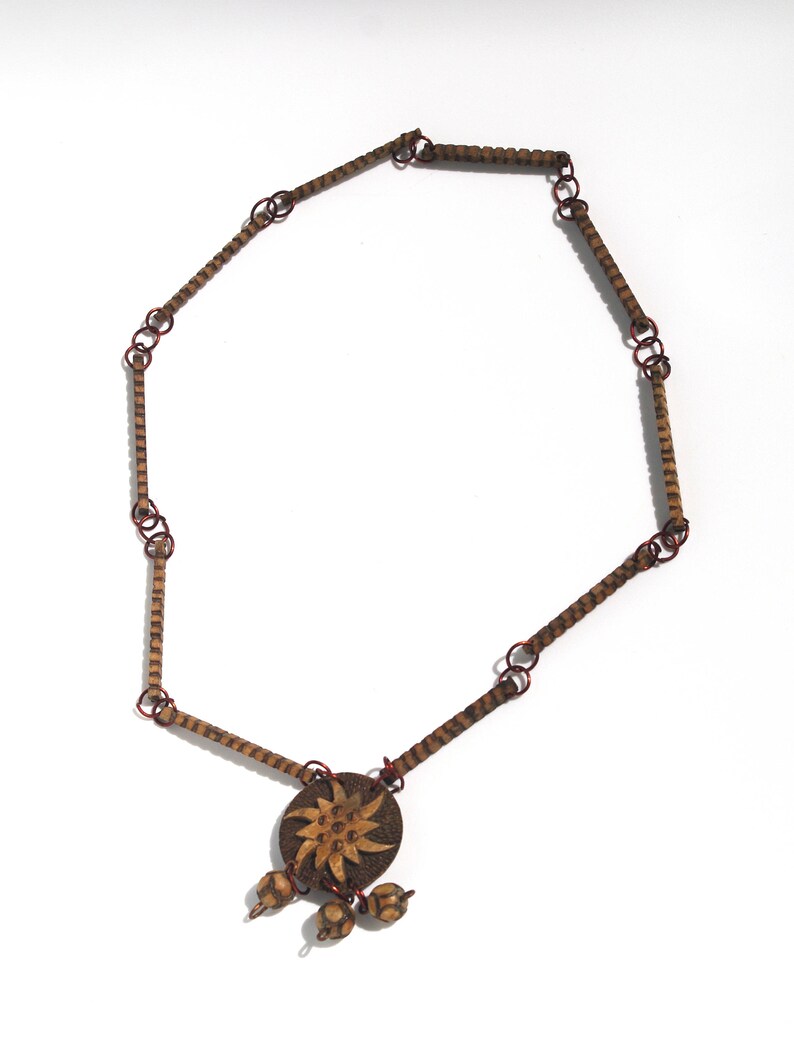 Polish wooden & metal necklace simple natural necklace boho Etsy