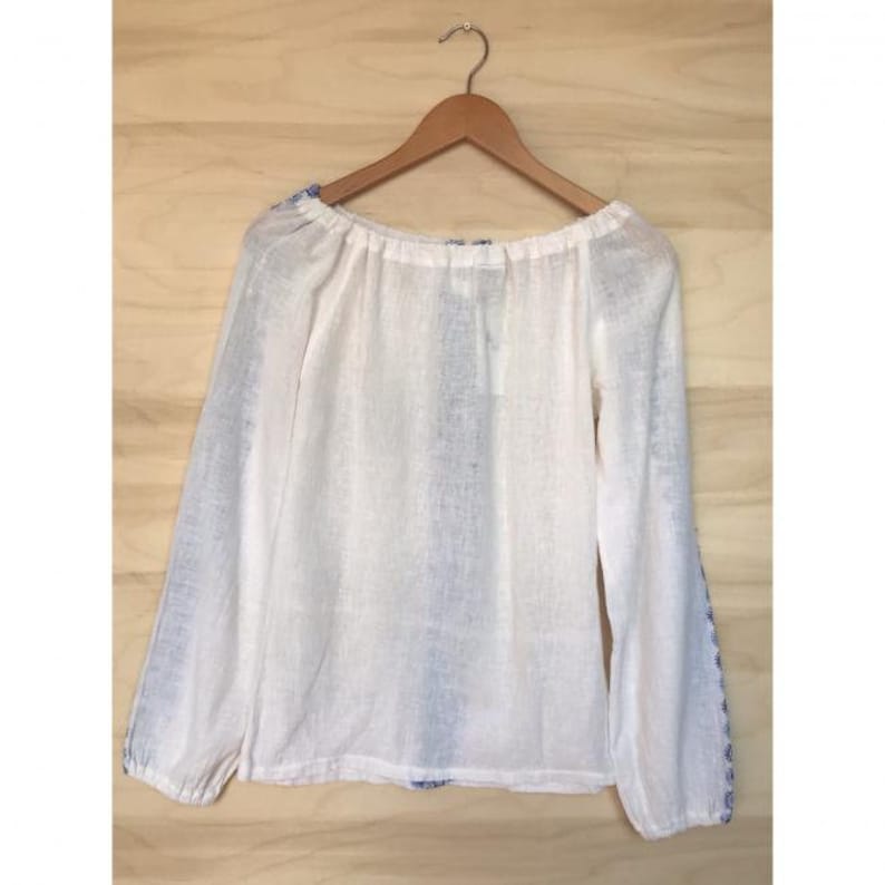Vyshyvanka Bohemian embroidered cotton blouse shirt tunic Ukrainian women/'s blouse Ukrainian Ethnic Traditional blue embroidery small S