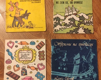 4 Soviet Childrens Books Read me mom series Kid Book Polish stories  Soviet propaganda Poland ship donky sweets stories Polish fairy tale
