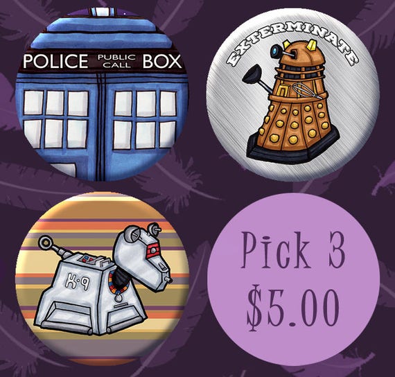 Doctor Who Buttons Etsy