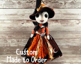 Completely Custom One of a Kind Hand Painted Art Doll in a Witch Theme