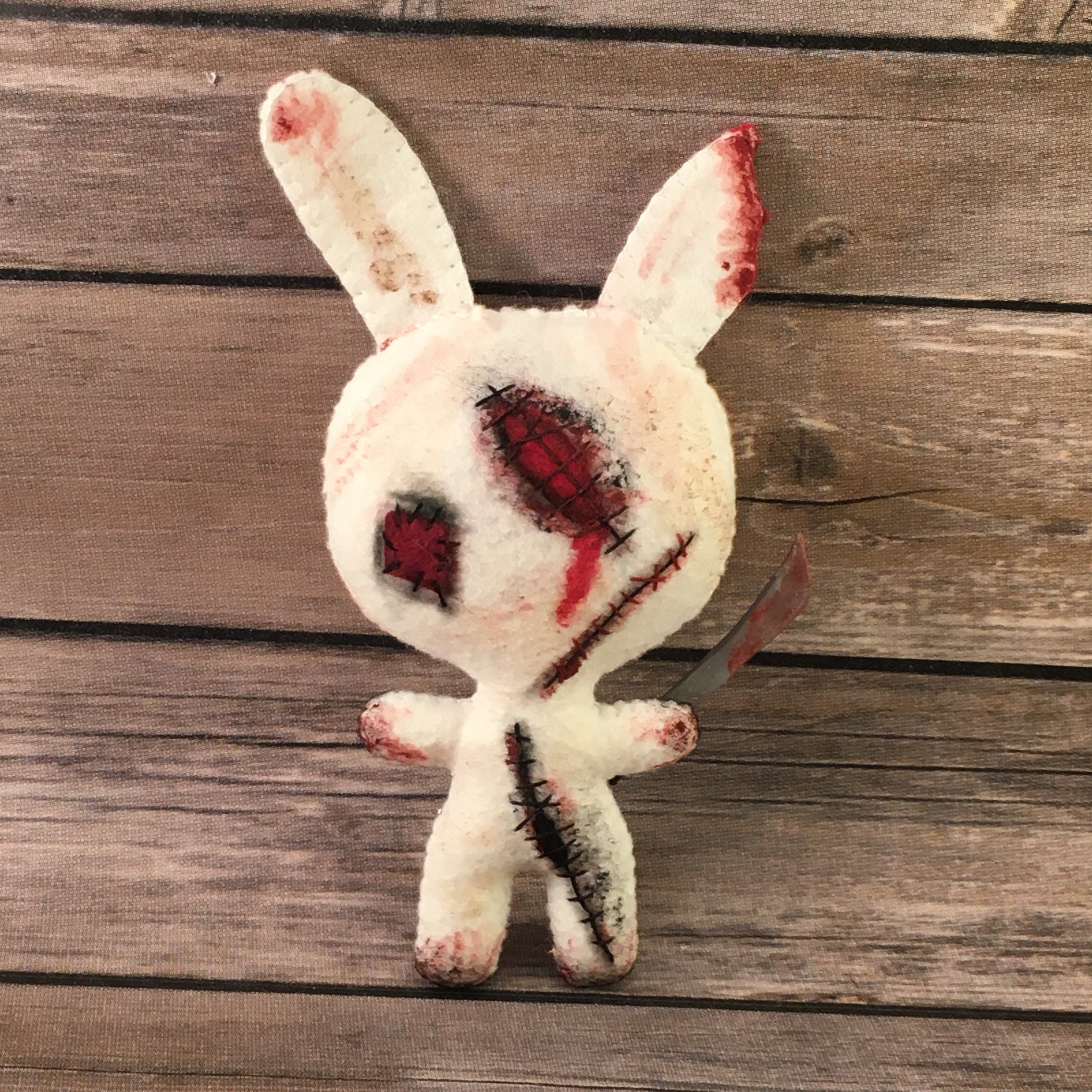 12in Creepy Goth Bunny Plush Crazy Rabbit Plushie Toys, Spooky