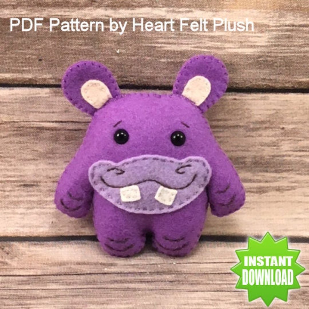 Hippo Sewing Pattern, Hippo, Felt Doll, Felt Doll Pattern, Hippo