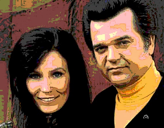 Canvas Loretta Lynn and Conway Twitty Art print POSTER