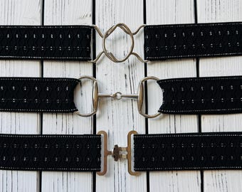 Equestrian Belts • 2 inch • Adjustable • Elastic • Black with Silver Sparkle