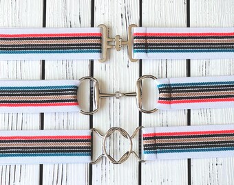 Equestrian Belts • 2 inch • Adjustable • Elastic • Colorful Stripes