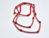 Red summer necklace / Fiber and plastic necklace / Minimal cotton necklace / Summer fashion / Modern jewelry / Minimal jewelry / Neon