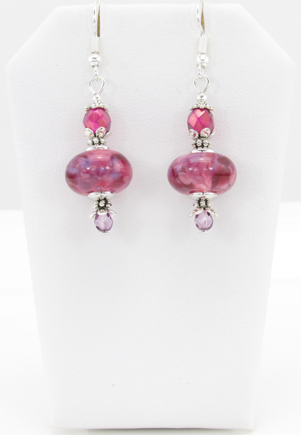 Wild Roses Lampwork Earrings Lampwork Bead Jewelry Pink - Etsy