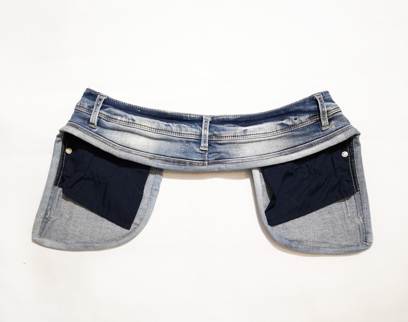 ReDesigned Denim Jeans Detachable Pockets Grey tone Etsy