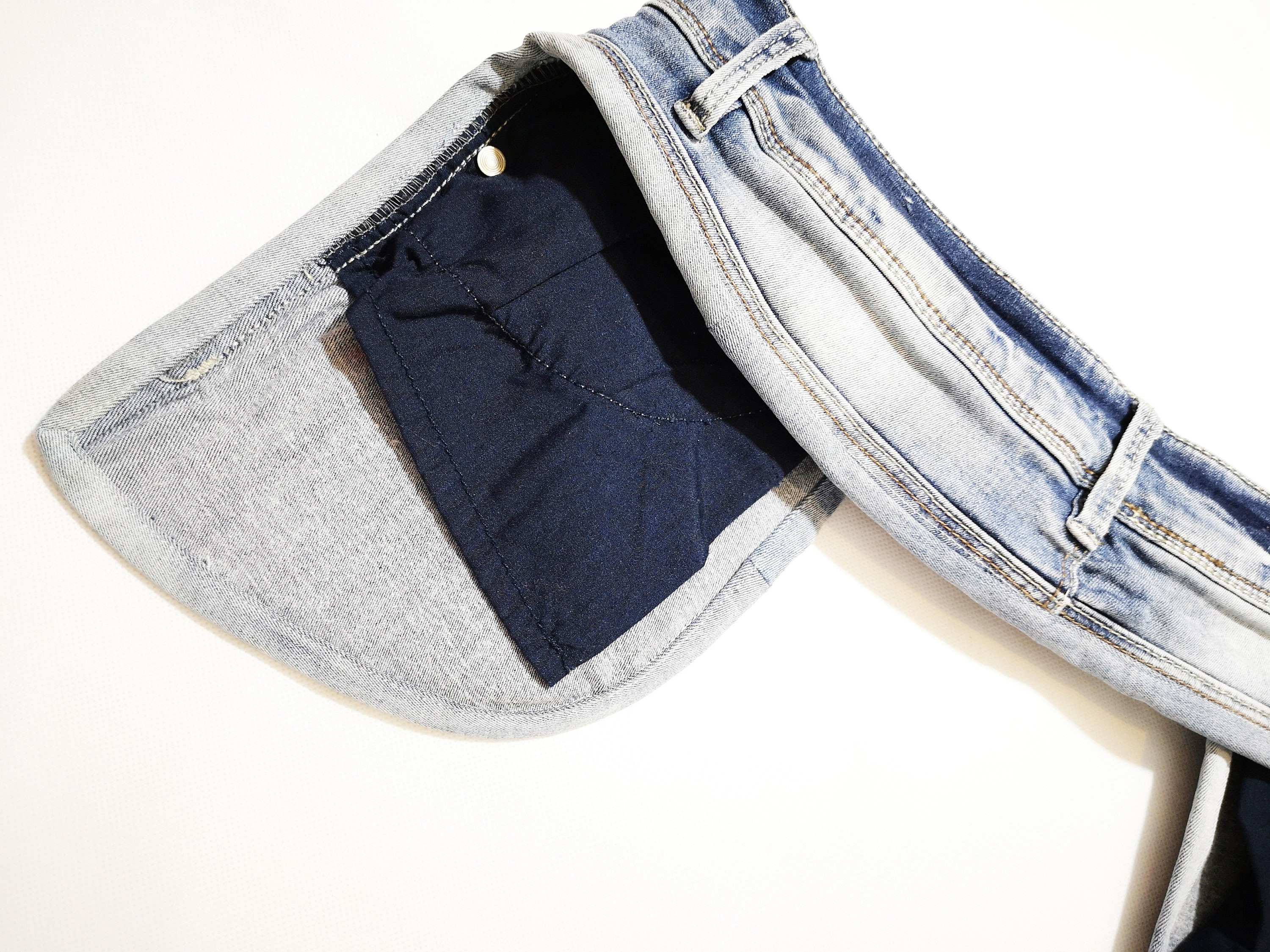 ReDesigned Denim Jeans Detachable Pockets Grey tone Etsy