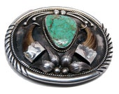 Delagarito-signed Navajo sterling silver vintage belt buckle
