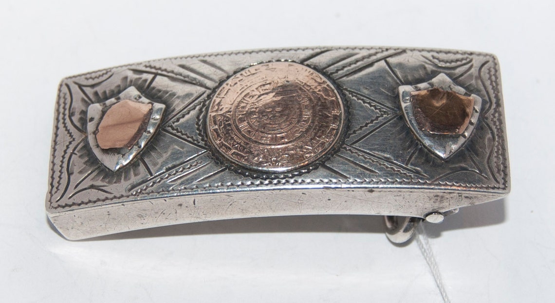 Vintage Mexican Sterling Silver Belt Buckle Very Old Etsy