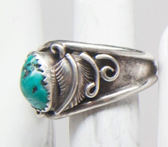 Vintage sterling silver man's ring with turquoise stone | Etsy