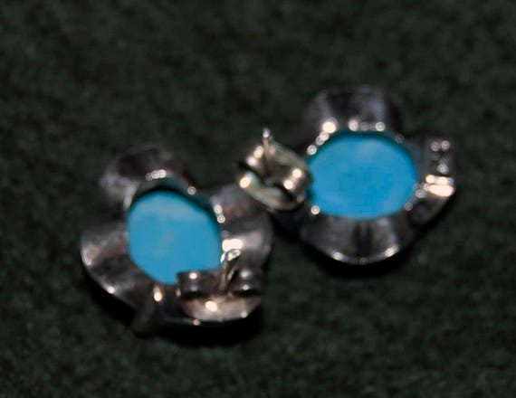 Exquisite sterling silver earrings with blue turq… - image 2